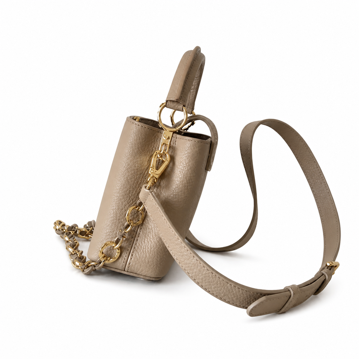 Louis Vuitton Capucines BB — Taurillon Leather in Tourterelle with Gold LV Clasp & Chain