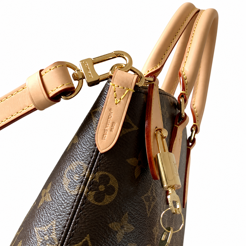 Louis Vuitton Boétie PM — Monogram Canvas, Vachetta Leaf Tab & Red Edge