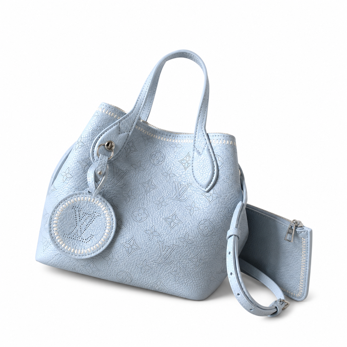 Louis Vuitton Blossom MM — Mahina Perforated Leather in Bleu Glacier with Coin Purse