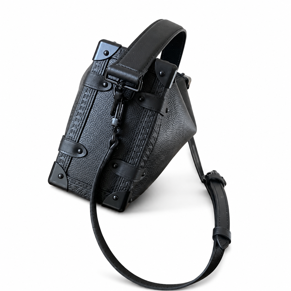 Louis Vuitton Soft Trunk — Noir Taurillon Monogram, All-Black Hardware & Black Chain Strap