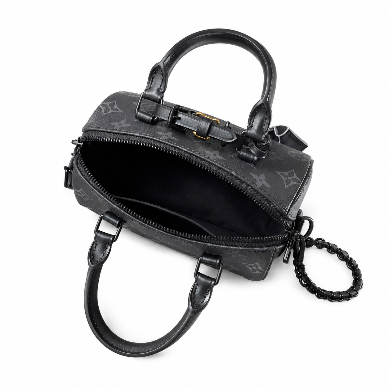 Louis Vuitton Papillon BB — Monogram Eclipse Canvas, All-Black Hardware & Black Chain