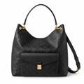 Louis Vuitton Hobo — Black Empreinte, Square LV Turn-Lock Flap & Detachable Strap