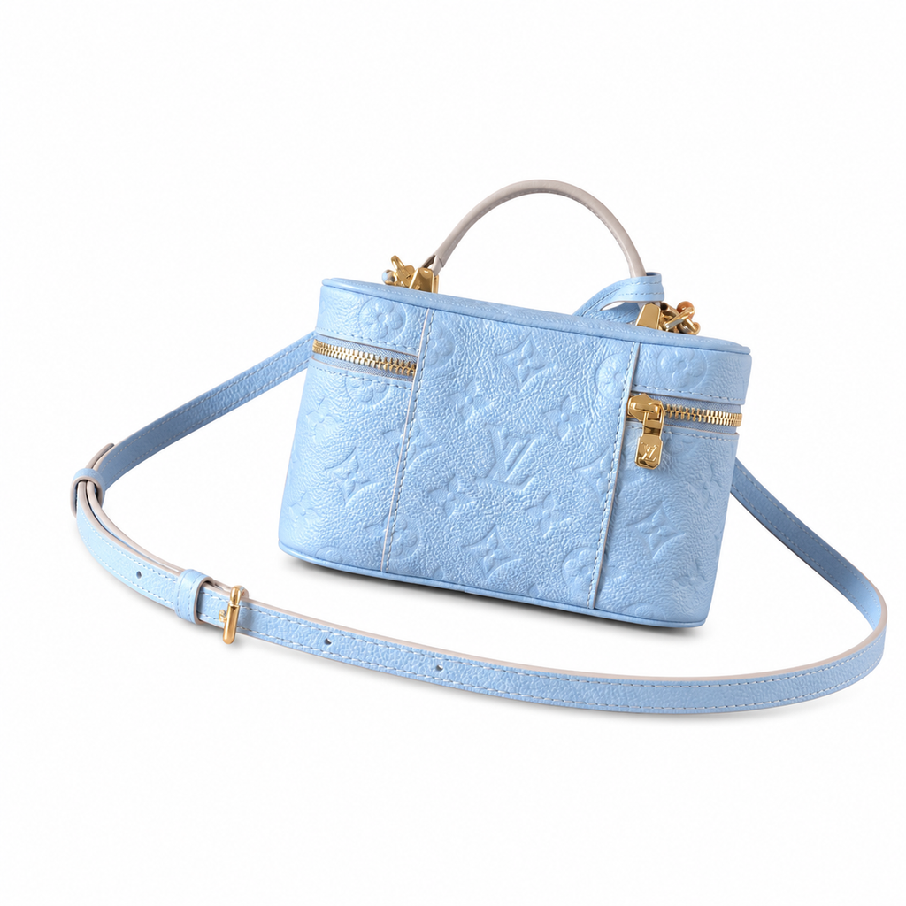 Louis Vuitton Vanity PM — Monogram Empreinte Leather in Bleu Glacier