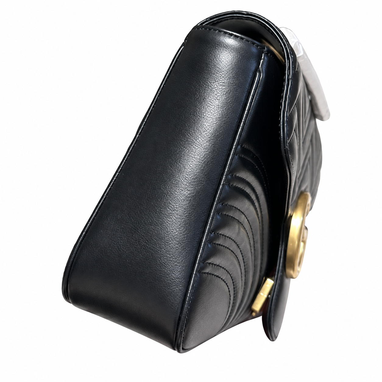 Gucci GG Marmont Large Flap Bag in Black Matelassé with Braided Handle