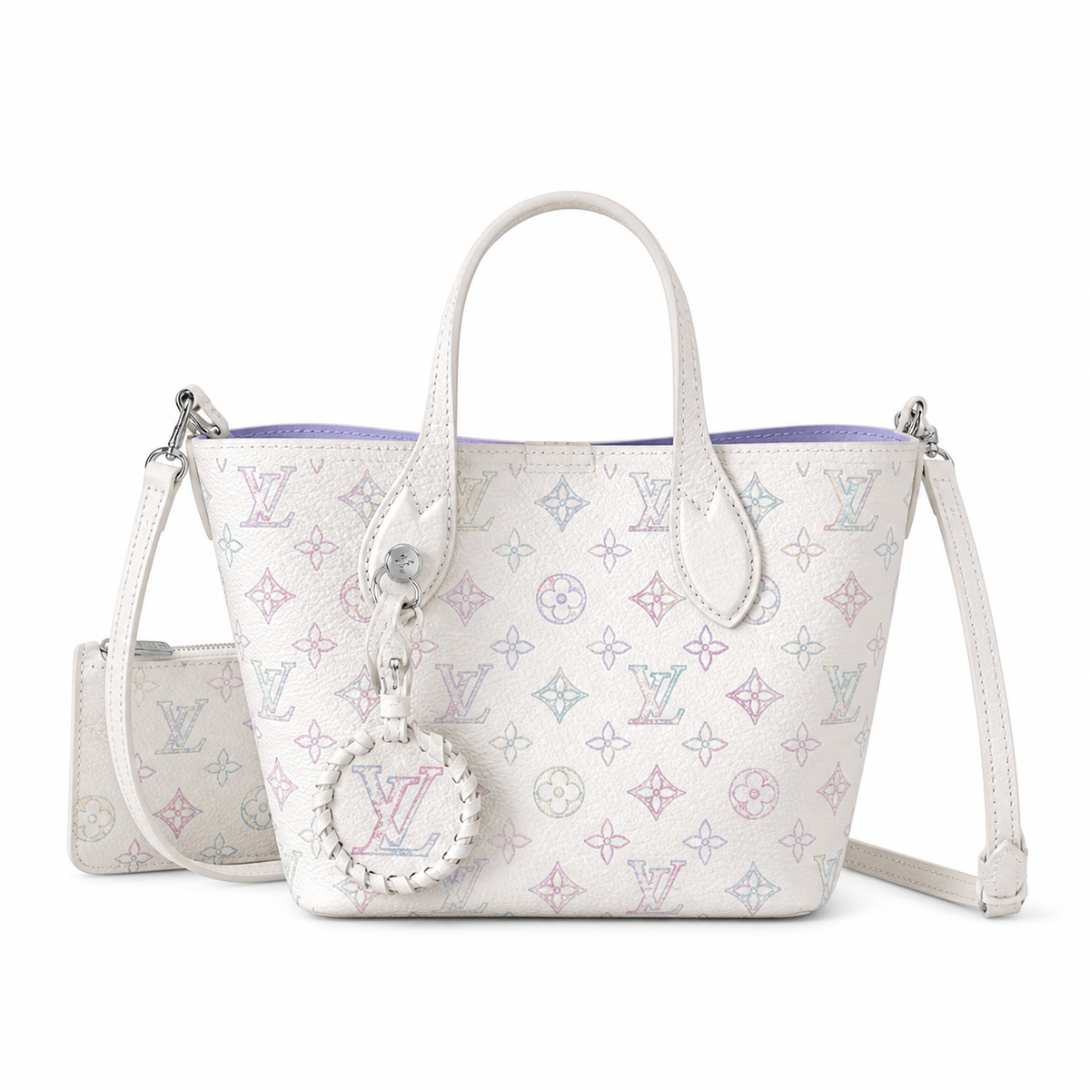Louis Vuitton Muria — Mahina Perforated Leather in Crème with Lavender Rubber Interior