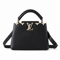 Louis Vuitton Capucines BB — Noir Taurillon, Gold LV Clasp & Rear Pocket