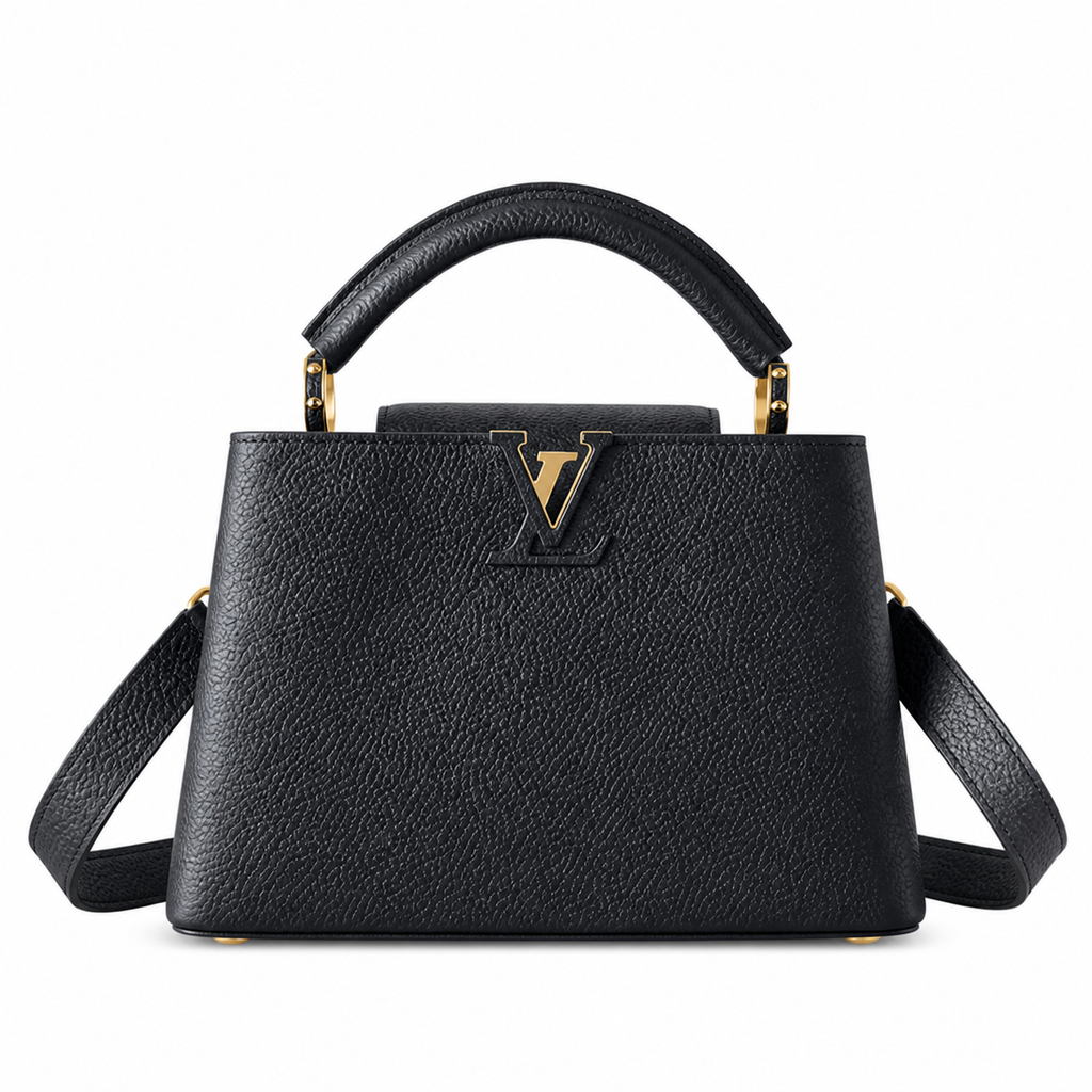 Louis Vuitton Capucines BB — Noir Taurillon, Gold Push-Lock & Mini Padlock