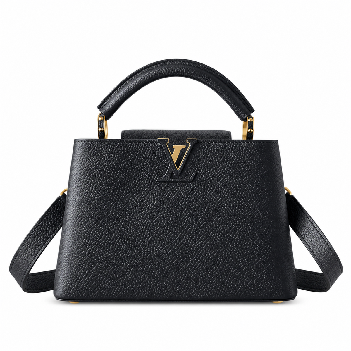 Louis Vuitton Capucines BB — Noir Taurillon, Gold Push-Lock & Mini Padlock