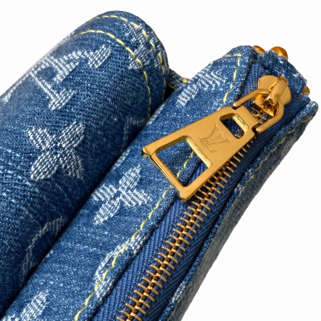 Louis Vuitton Félicie Pochette — Monogram Denim Blue & Vachetta