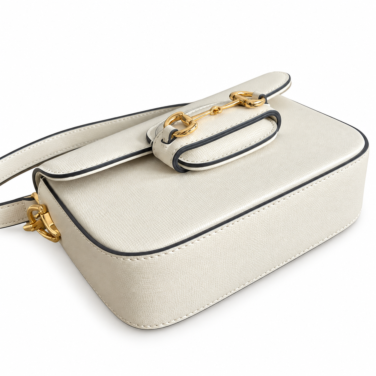 Gucci Horsebit 1955 Mini Crossbody Bag in Full White Leather