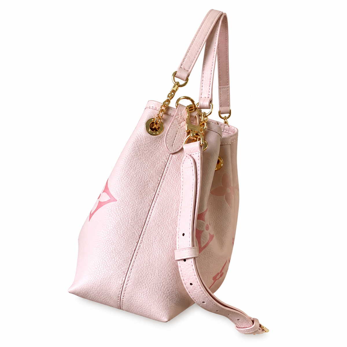Louis Vuitton NéoNoé MM — Rose Ballerine Giant Empreinte, Gold Chain & Single Pink Handle