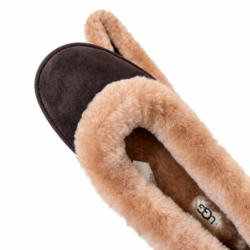 UGG Chocolate Brown Tan-Trim Slip-On Slippers