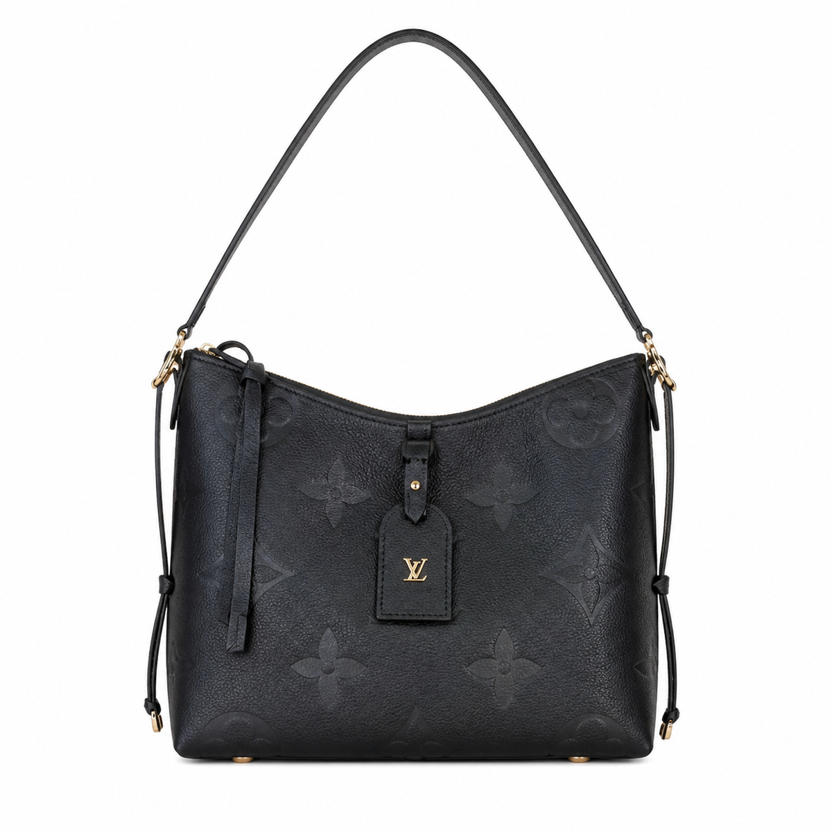 Louis Vuitton Wedge Crossbody — Black Empreinte, LV Zipper Pulls, Gold Dome Studs & Electric Purple Interior