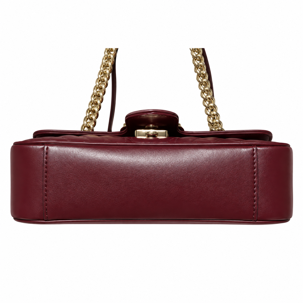 Gucci GG Marmont Small Flap Bag in Bordeaux Matelassé