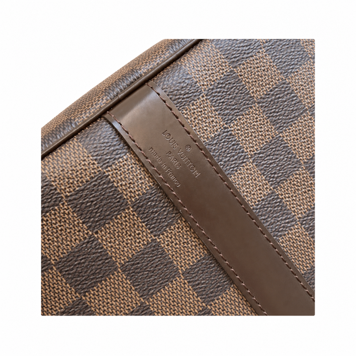 Louis Vuitton Keepall Bandoulière 45 — Damier Ébène, Dark Leather Handles & Gold Padlock