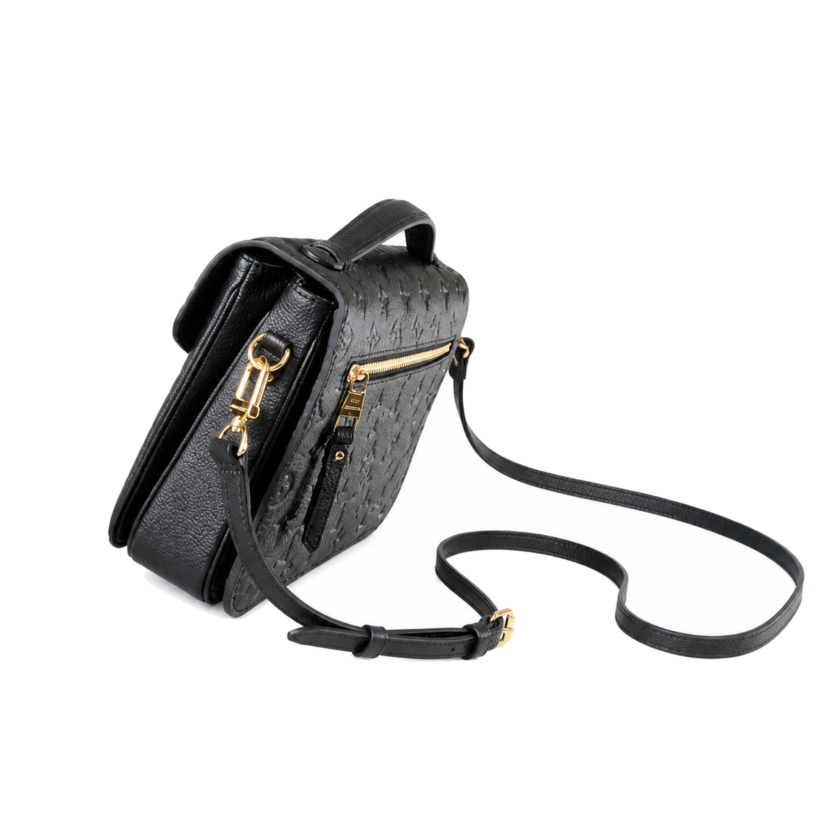 Louis Vuitton Pochette Métis — Black Empreinte, Gold Square Push-Lock, Top Handle & Adjustable Strap