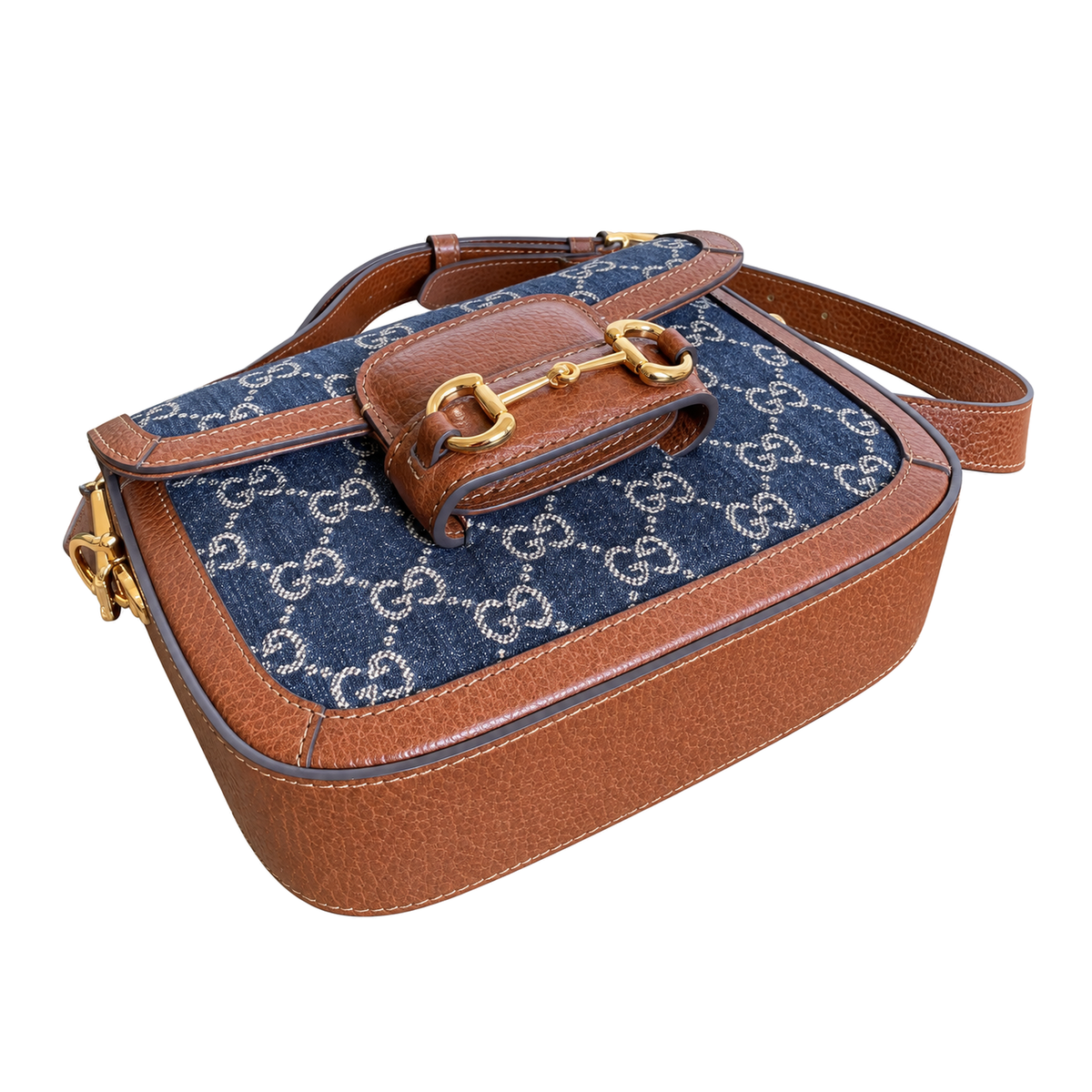 Gucci Horsebit 1955 Mini Crossbody Bag in GG Denim