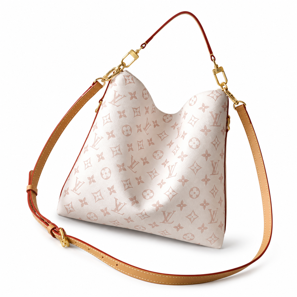 Louis Vuitton Slide Pochette — Monogram Jacquard in Crème with Honey Leather Trim