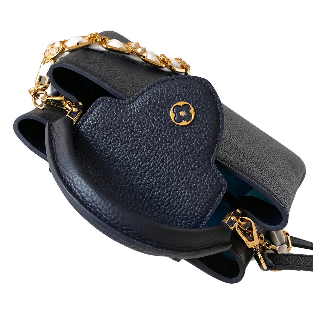 Louis Vuitton Capucines — Taurillon Leather in Marine with Mother-of-Pearl Flower Chain