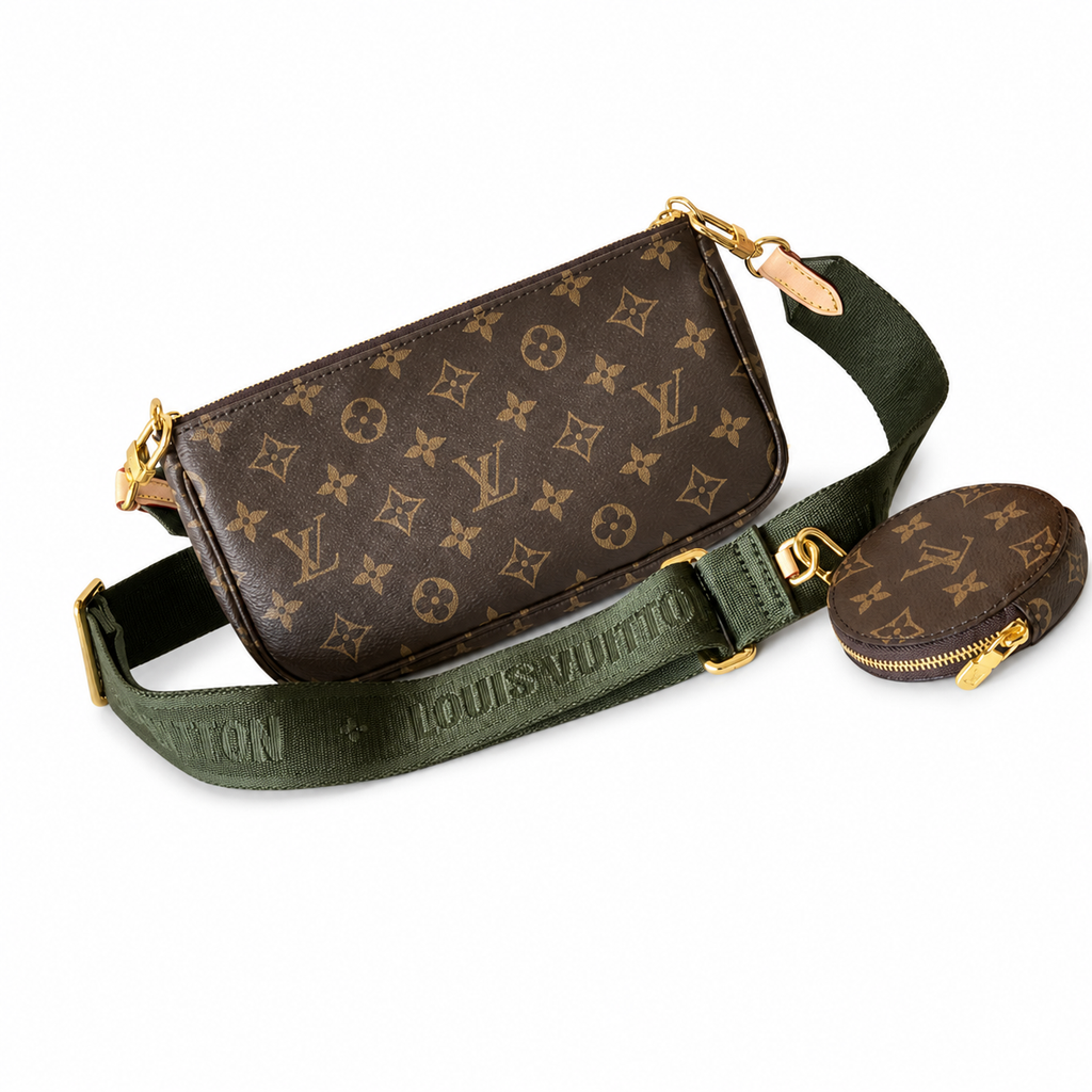 Louis Vuitton Pochette Accessoires — Monogram Canvas with Khaki Logo Strap