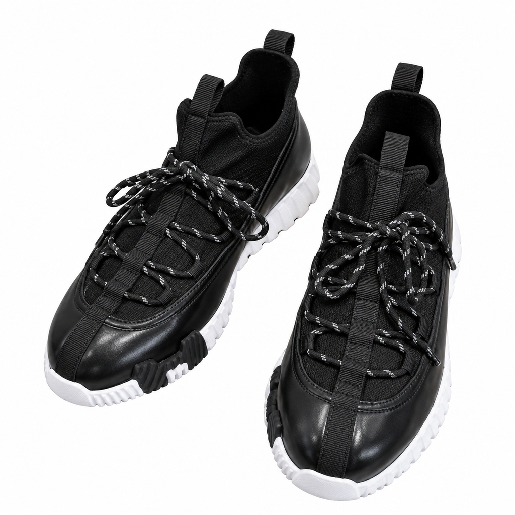 Hermès Men's Black Panelled Lace-Up Sneakers