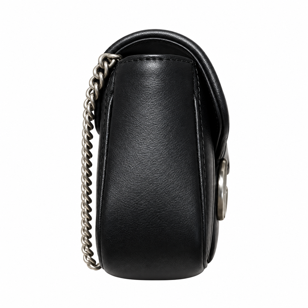 Gucci GG Marmont Super Mini Bag in Black with Silver Hardware