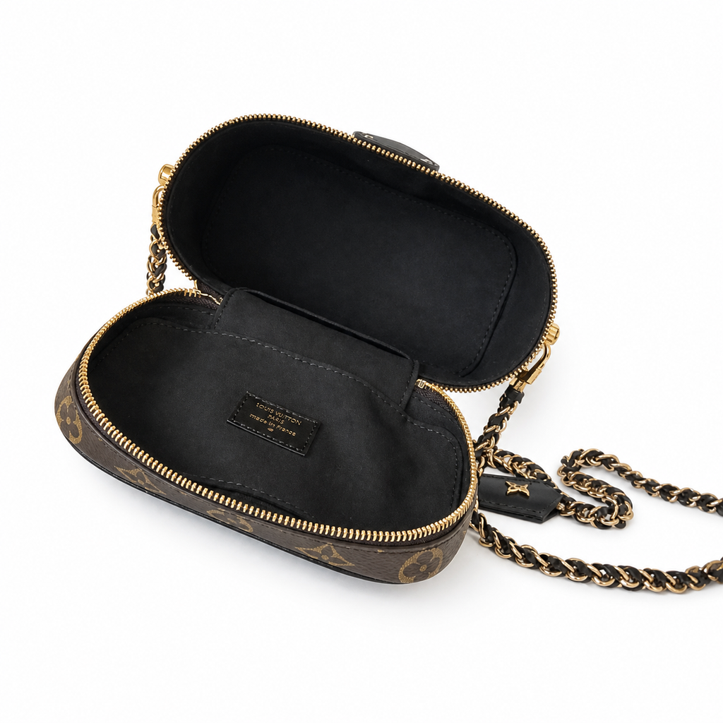 Louis Vuitton Vanity PM — Monogram Canvas & Black Leather