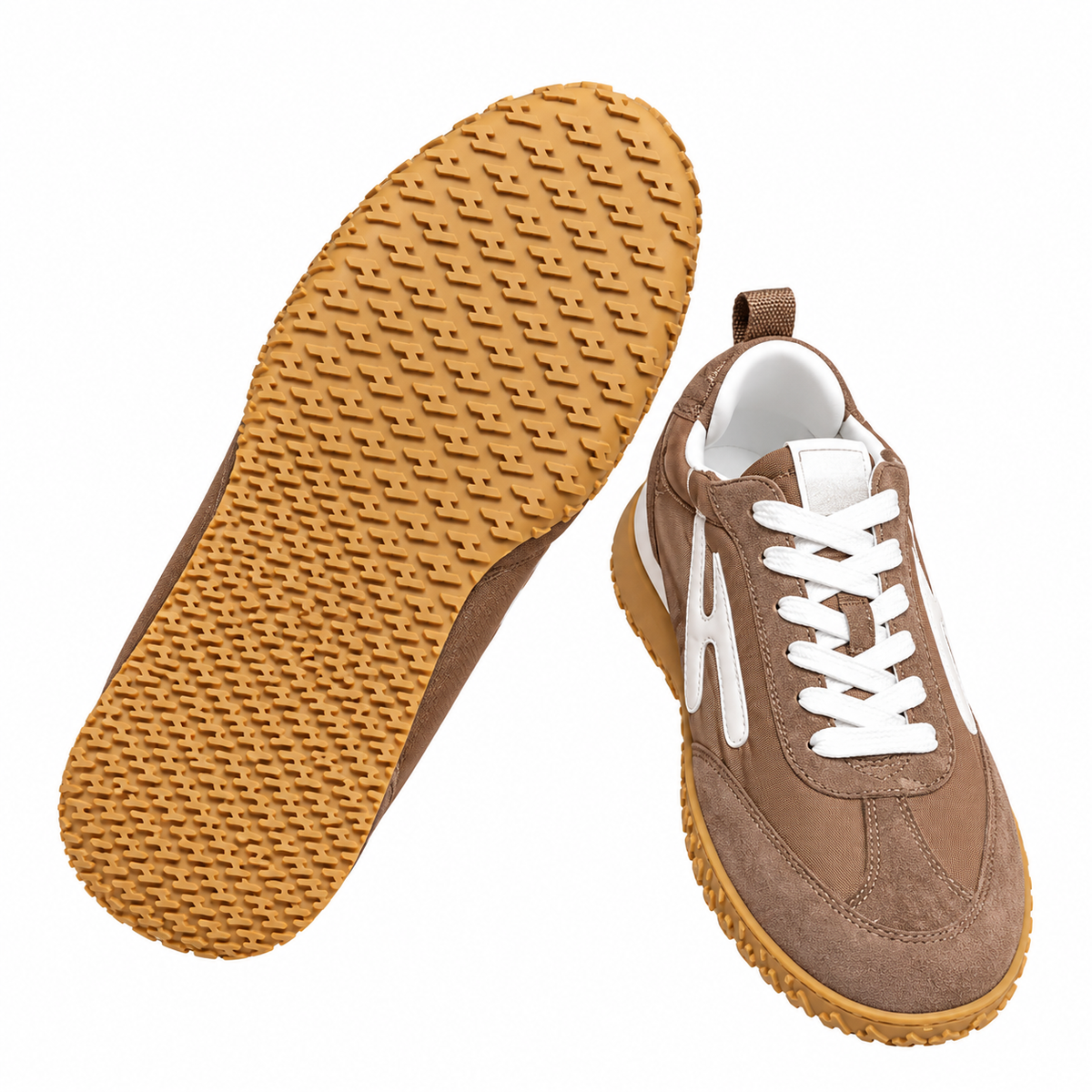 Hermès Brown Paneled Sneakers with White Trim