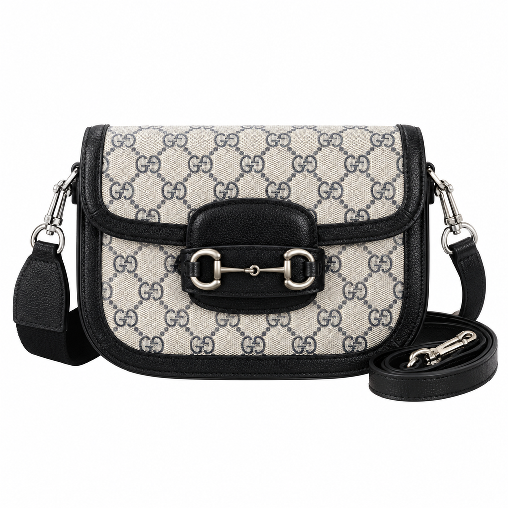 Gucci Horsebit 1955 Mini Crossbody Bag in GG Supreme with Silver Hardware
