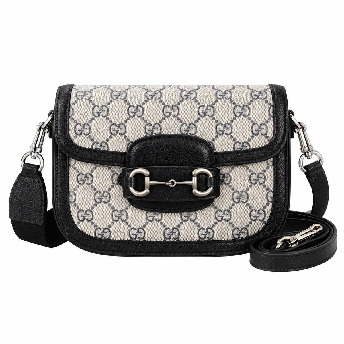 Gucci Horsebit 1955 Mini Crossbody Bag in GG Supreme with Silver Hardware