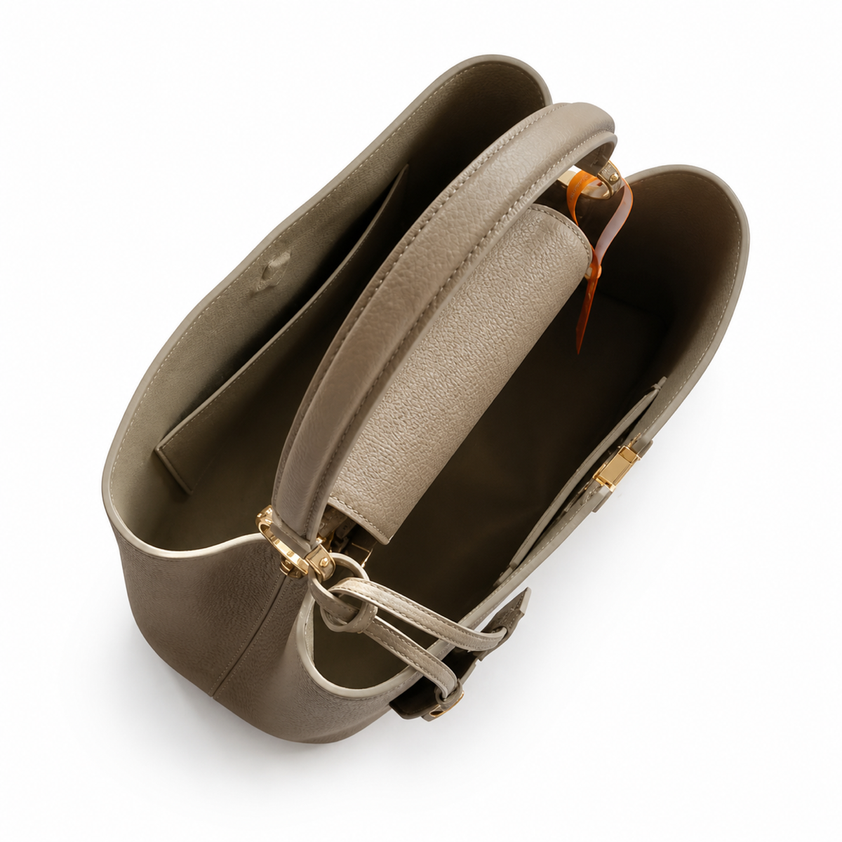 Louis Vuitton Capucines MM — Taurillon Leather in Tourterelle with Gold LV Lock