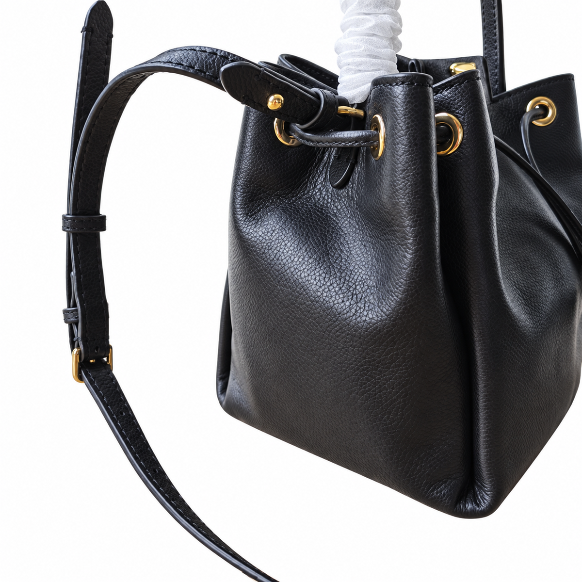 Burberry Signature Black Drawstring Bucket Bag