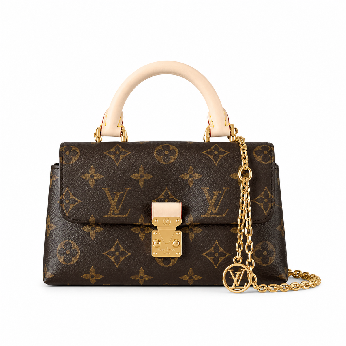 Louis Vuitton Mini Trunk Flap — Monogram Canvas, Gold Corner Protectors, Push-Lock & Chain Strap