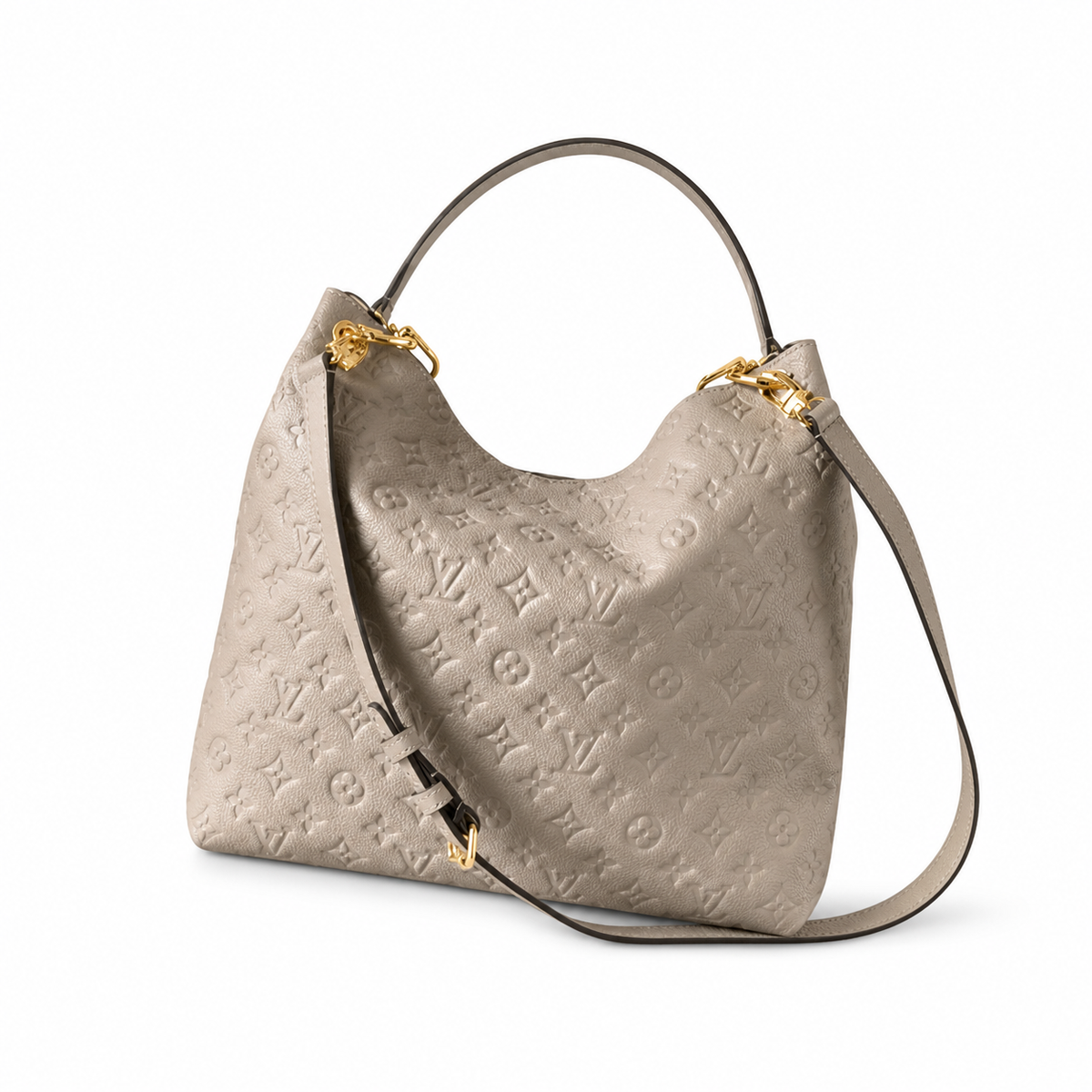 Louis Vuitton Hobo — Tourterelle Empreinte, Gold Square Chain-Link & LV Turn-Lock