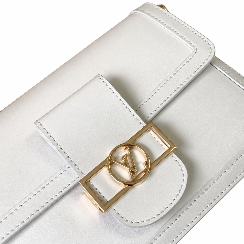 Louis Vuitton Dauphine MM — White Smooth Calfskin, Gold Dauphine Lock & Oval Chain