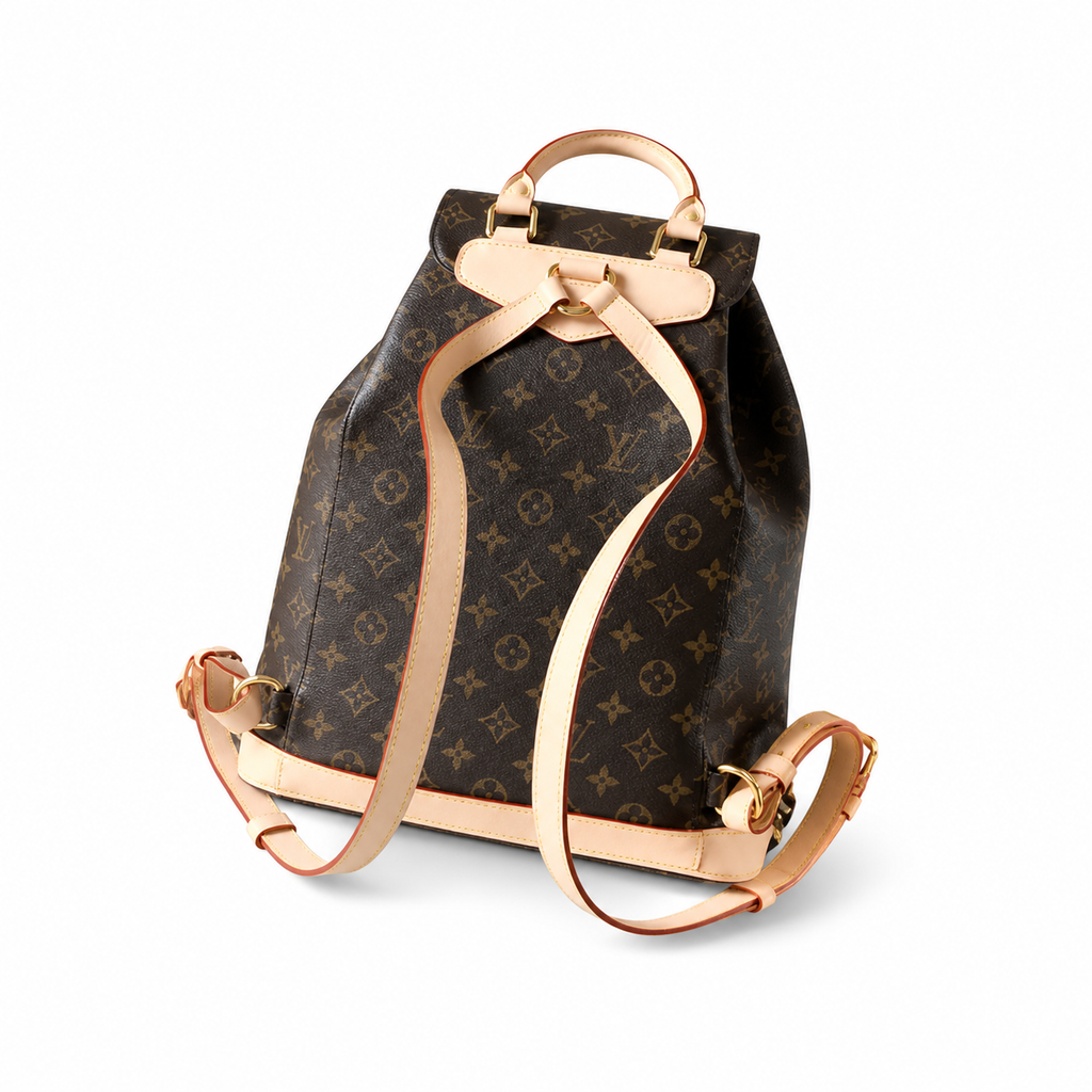 Louis Vuitton Montsouris MM Backpack — Monogram Canvas with Vachetta Leather Trim