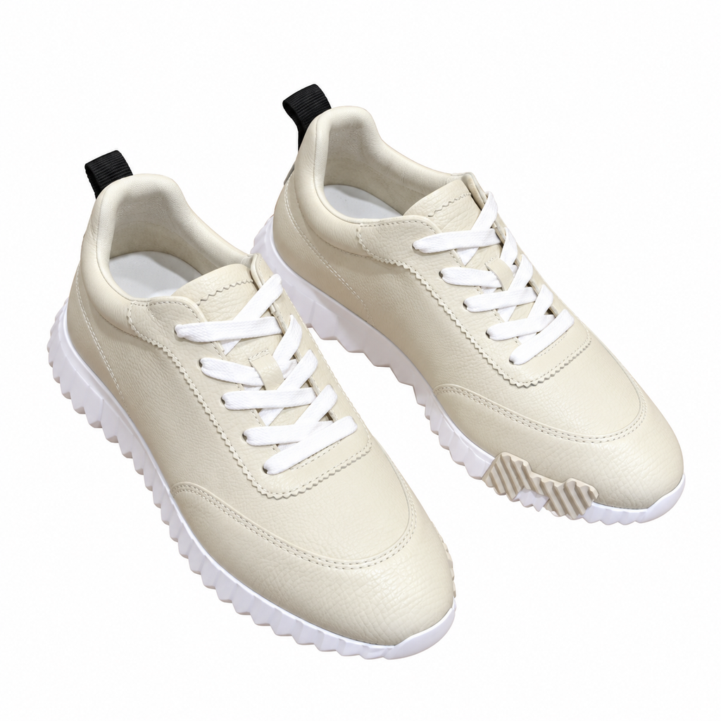 Hermès Cream Sneakers with Sculpted White Sole