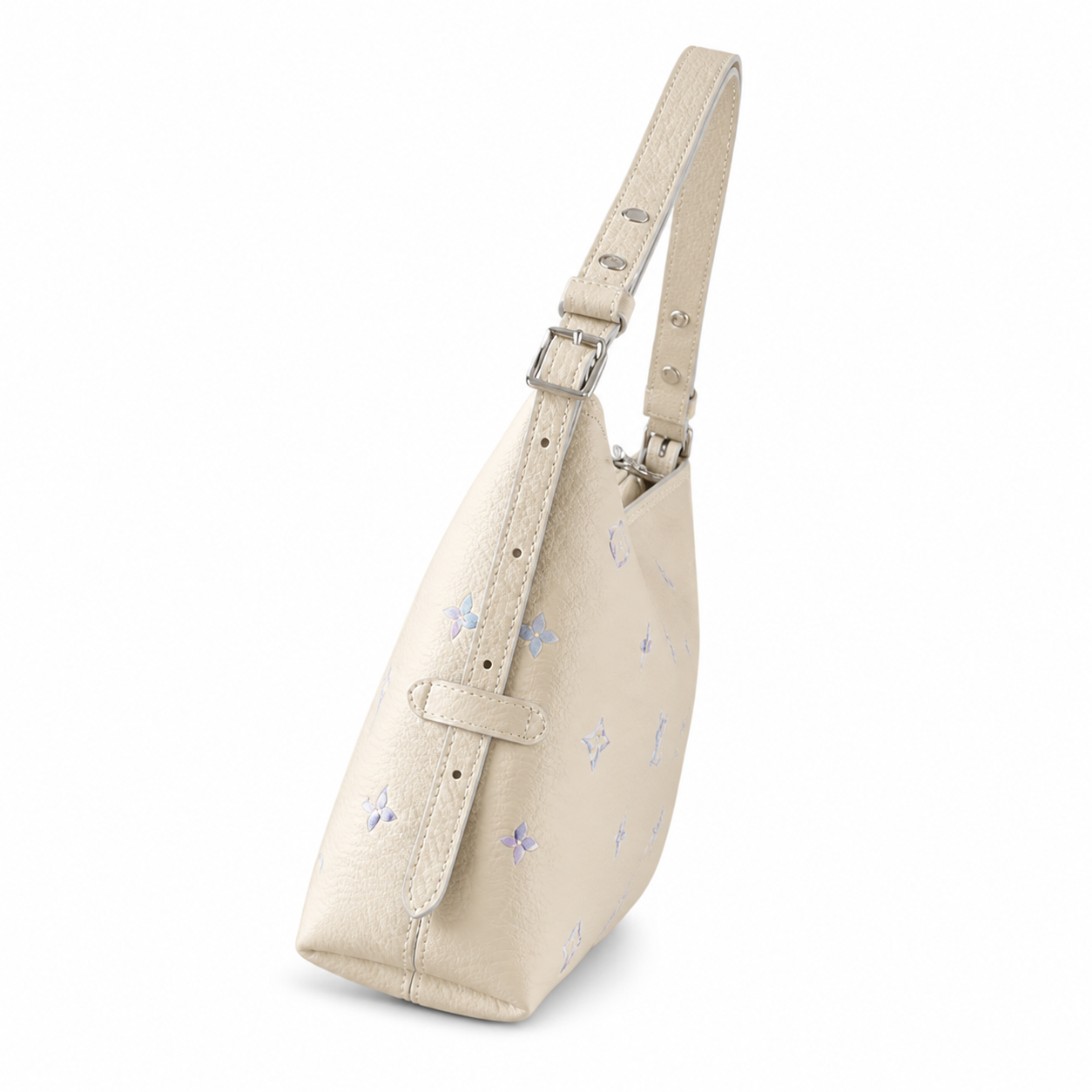 Louis Vuitton Large Shoulder Bag — Cream Empreinte, Iridescent Monogram & Sky Blue Strap