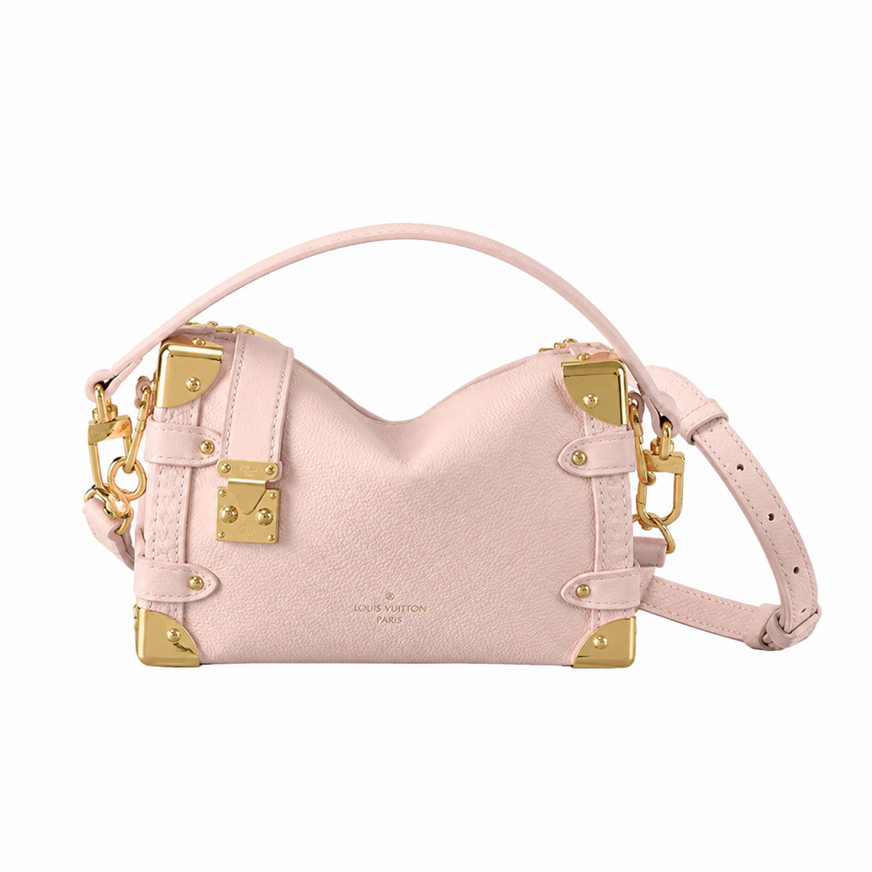 Louis Vuitton Soft Trunk — Rose Ballerine Empreinte, Gold Corner Fittings & Chain Strap