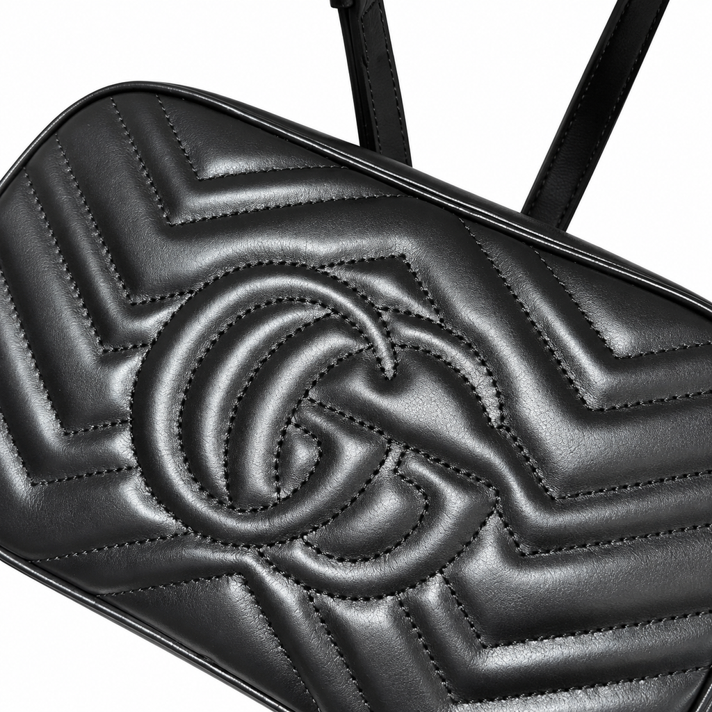 Gucci GG Marmont Small Camera Bag in Black Matelassé