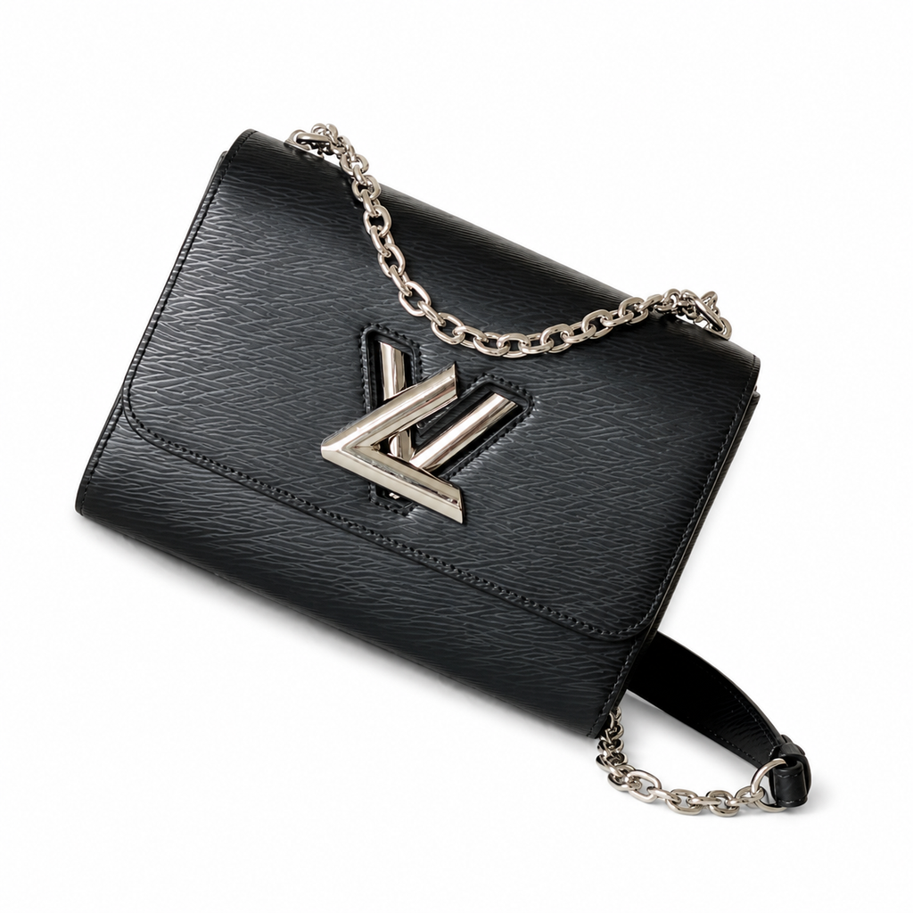 Louis Vuitton Twist MM — Noir Black Epi Leather, Silver Chain