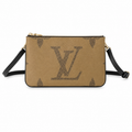 Louis Vuitton Double Zip Pochette — Monogram & Reverse Canvas, Dual Zips & Black Leather Strap