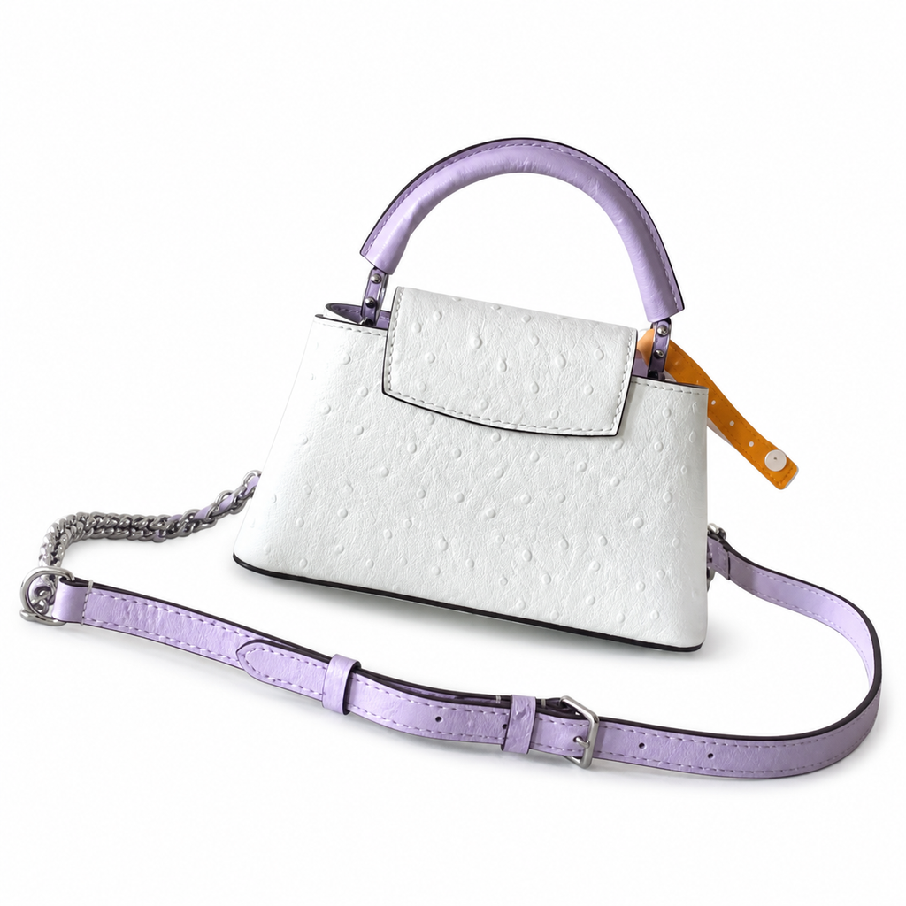 Louis Vuitton Capucines BB — Autruche Ostrich in Blanc & Lilas with Lilac LV Clasp