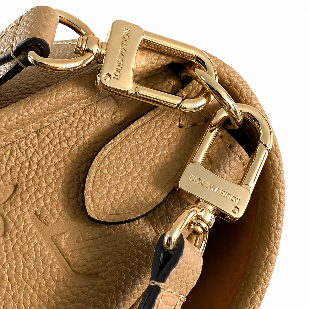 Louis Vuitton Coussin BB — Bicolor Dune & Noisette Giant Empreinte, Vuitton Strap & Arc Handle