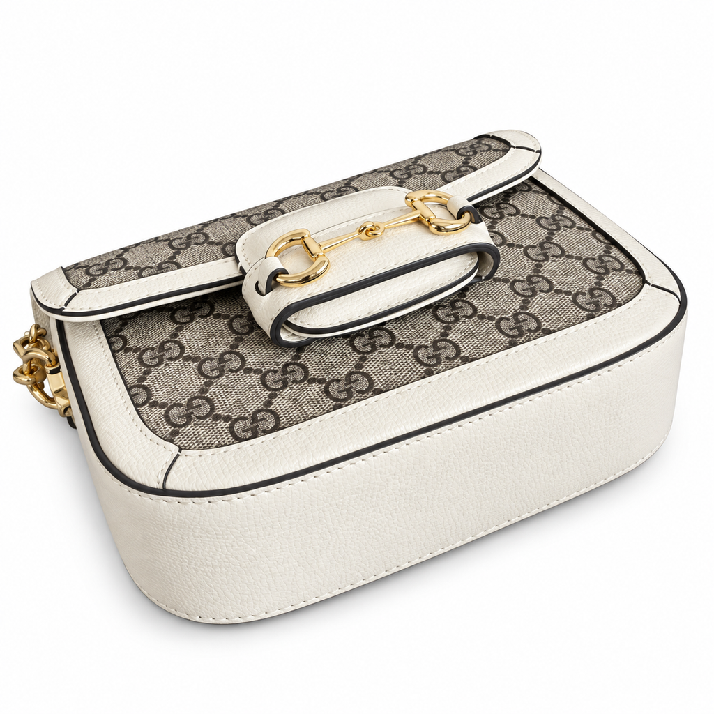 Gucci Horsebit 1955 Mini Crossbody Bag in White Leather