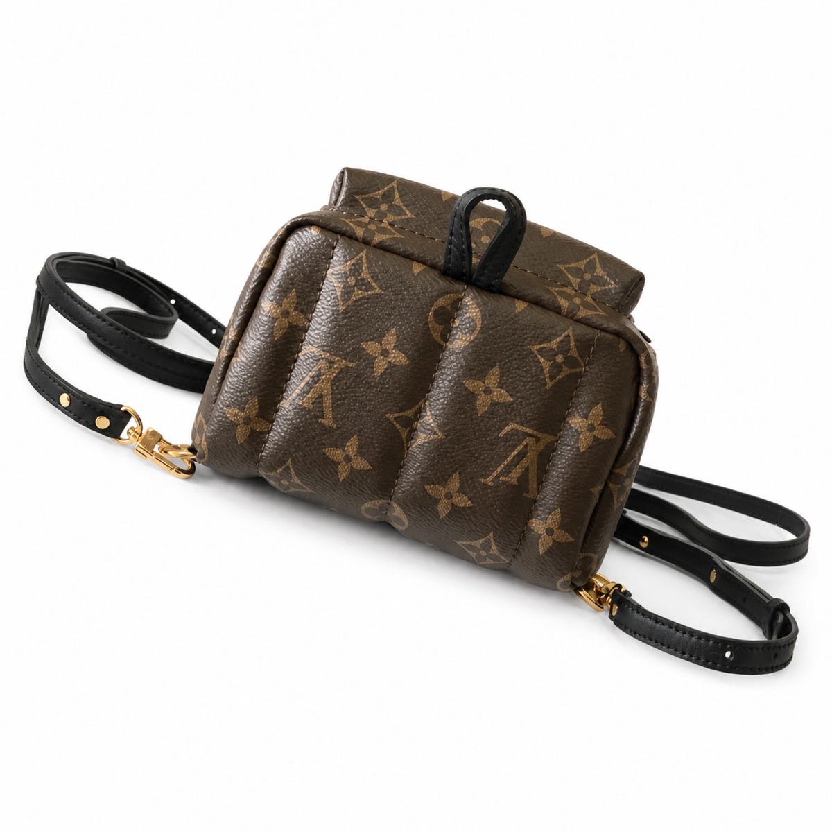 Louis Vuitton Mini Backpack — Monogram Canvas, Black Leather Straps & Gold Hardware