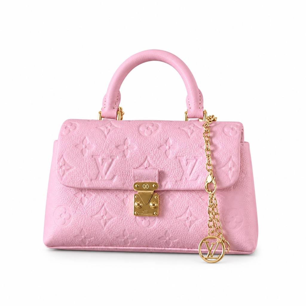 Louis Vuitton Mini 2-Way — Rose Ballerine Empreinte, Gold Chain, Round Top Handle & LV Medallion