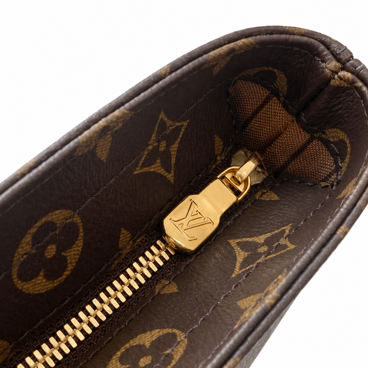 Louis Vuitton Luco Tote — Monogram Canvas, Red-Orange Side Trim & Vachetta Straps