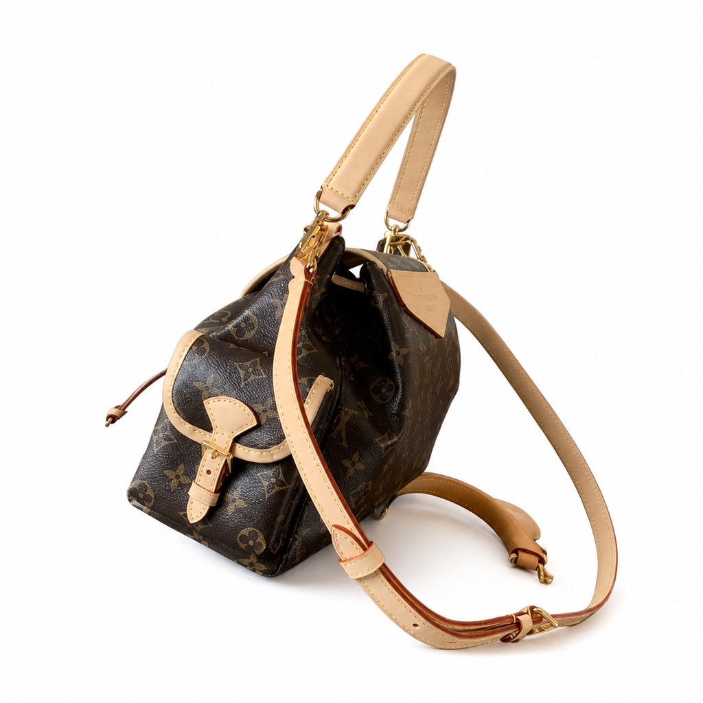Louis Vuitton Montsouris MM — Monogram Canvas, Vachetta Trim, Front Flap Pocket & 3-in-1 Carry