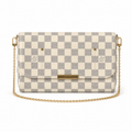 Louis Vuitton Favorite MM — Damier Azur Canvas, Magnetic Flap, Cream Interior & Gold Chain